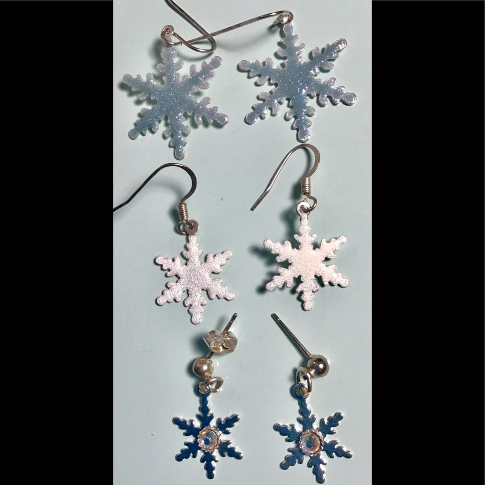 3 pair snowflake earrings